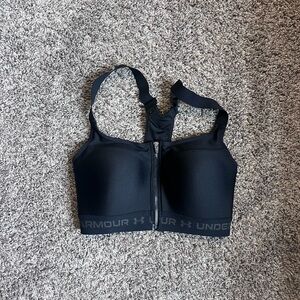 Under Armour Women's Zip-Front Black Sports Bra